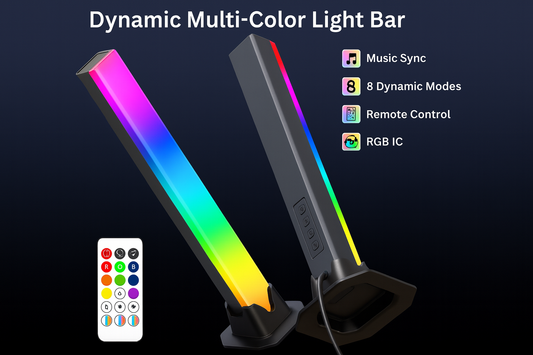RGB smart light bars with music sync, dynamic modes, remote control and RGBIC lighting
