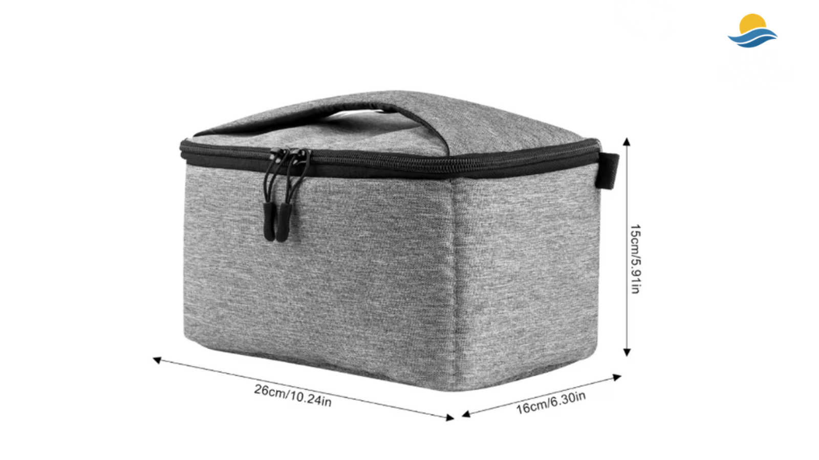 Protective projector case external dimension 26x16x15 cm, internal 25x15x14 cm.