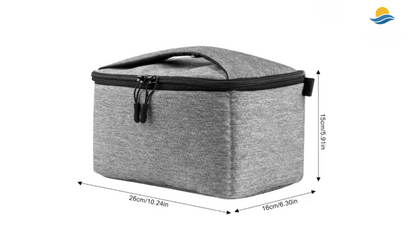 Protective projector case external dimension 26x16x15 cm, internal 25x15x14 cm.