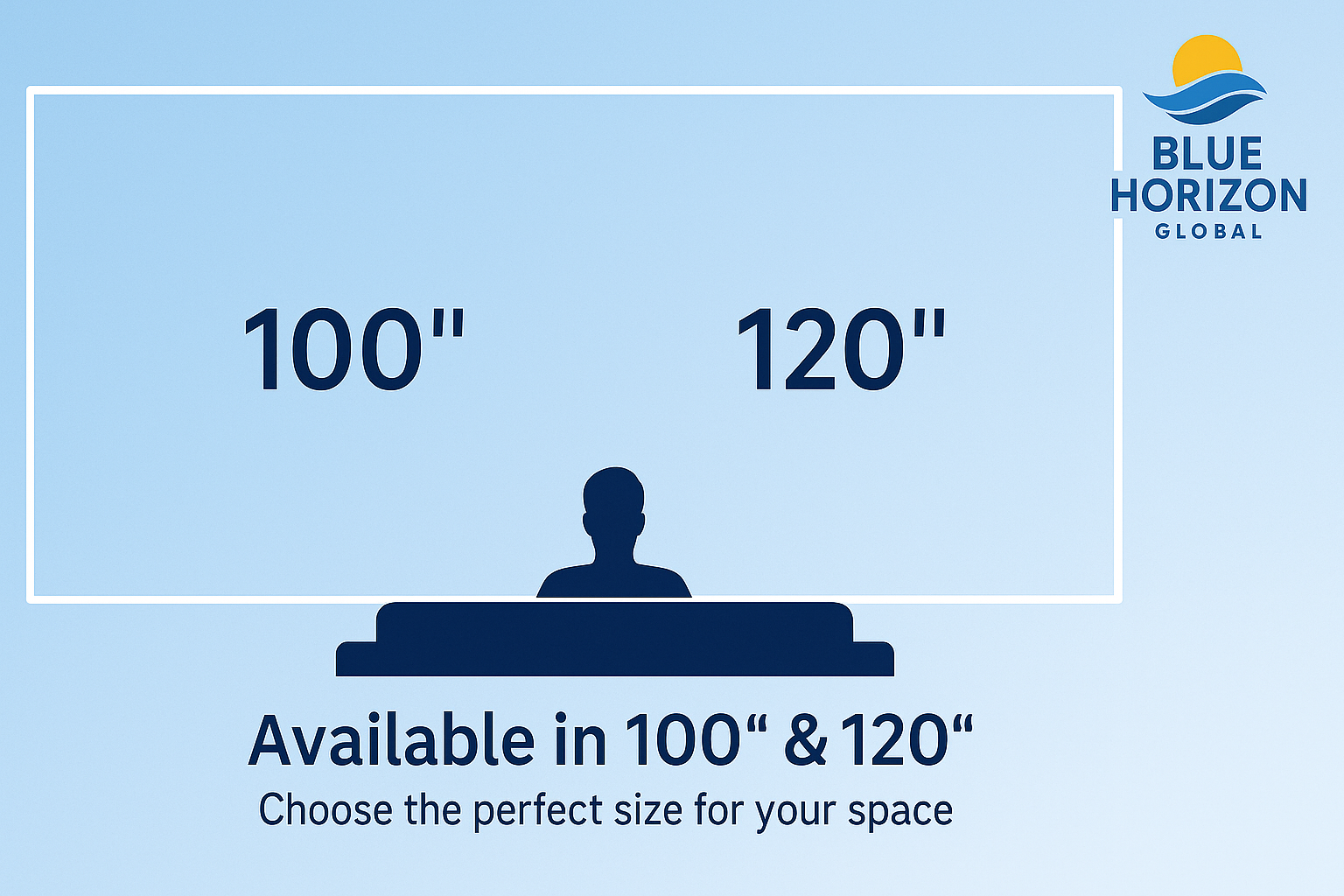 100-inch vs 120-inch projector screen size comparison, 16:9.