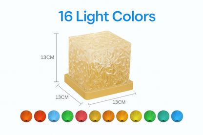 16 RGB light colors chart for the ocean wave projector with measurement diagram.