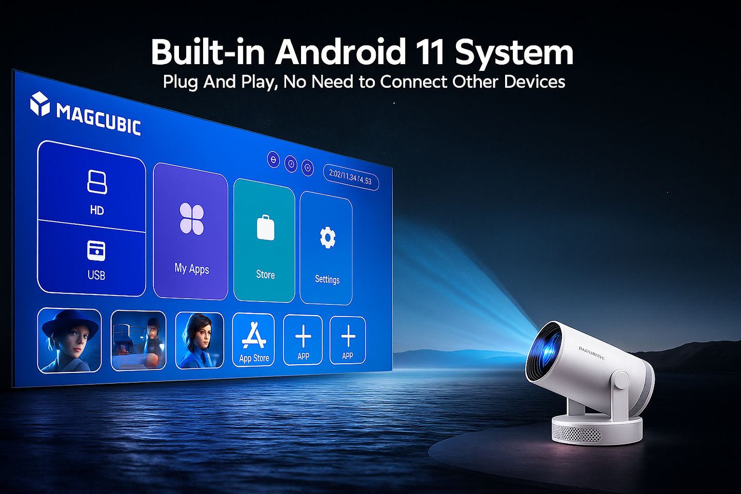 Magcubic HY300 Pro+ Mini Projector – 180° Rotation, WiFi 6, Auto Keystone
