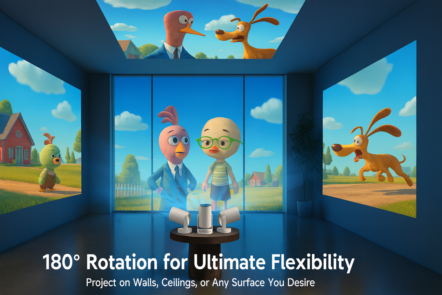 Magcubic HY300 Pro+ Mini Projector – 180° Rotation, WiFi 6, Auto Keystone