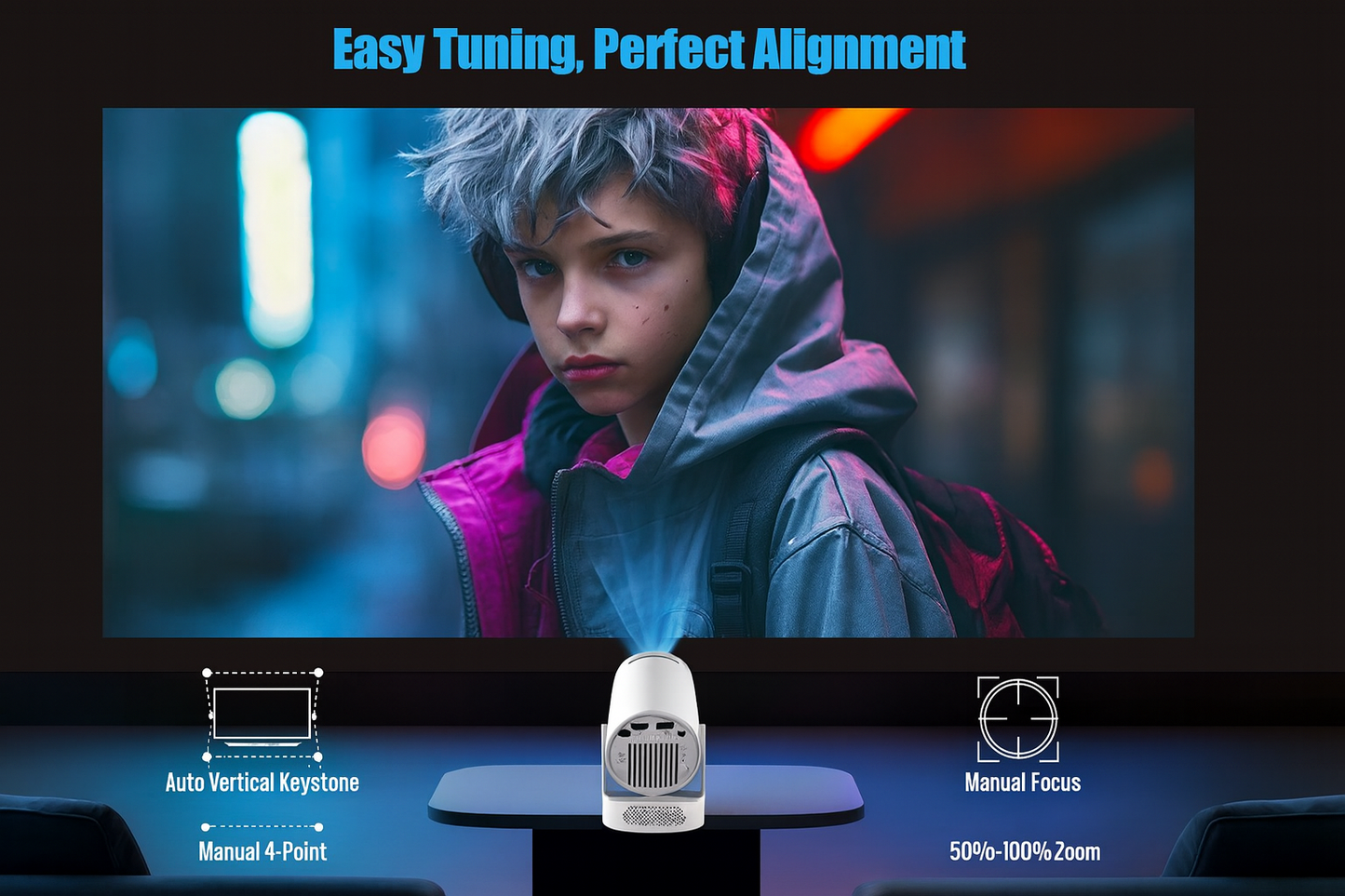 Magcubic HY300 Pro+ Mini Projector – 180° Rotation, WiFi 6, Auto Keystone