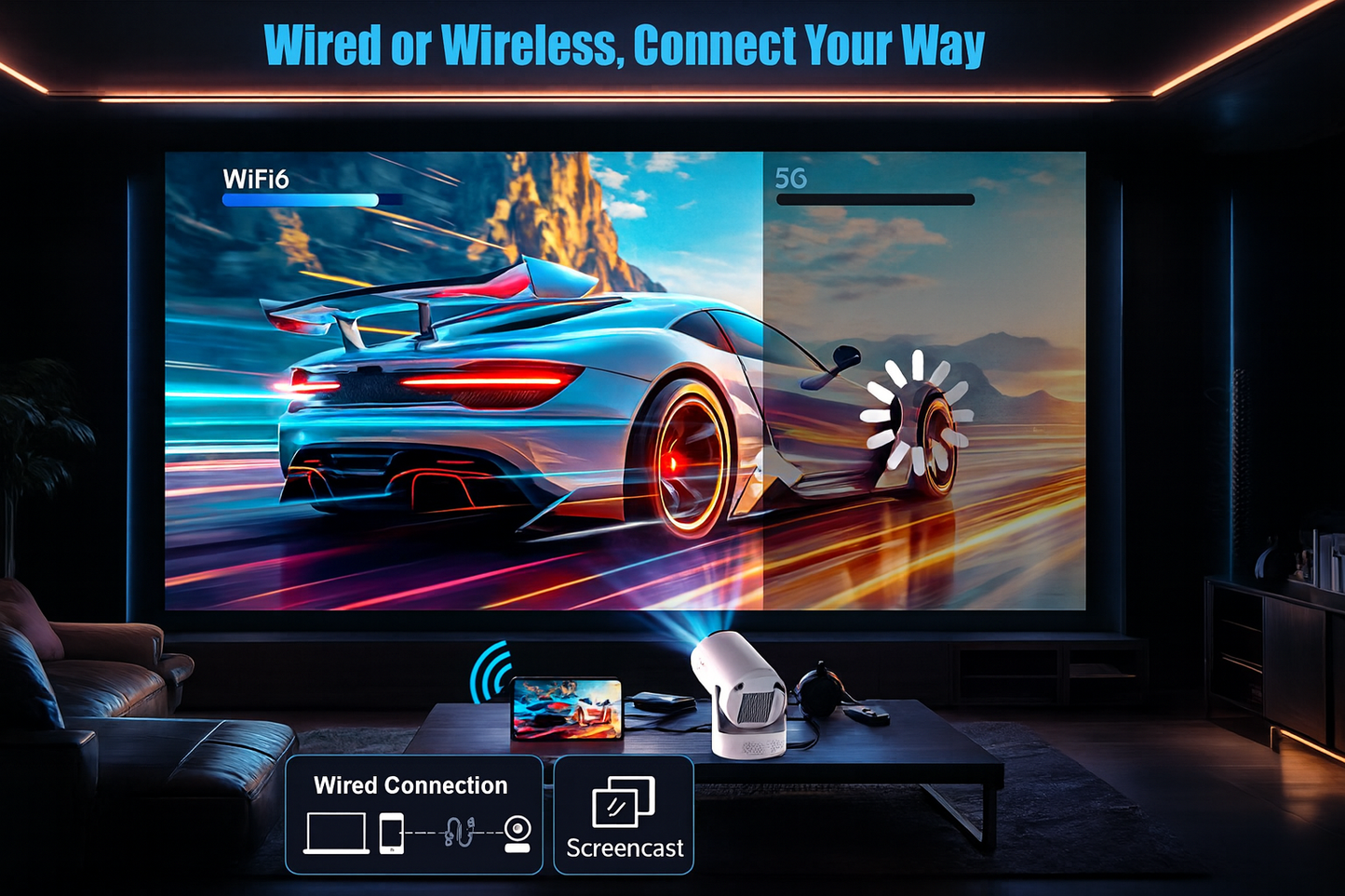 Magcubic HY300 Pro+ Mini Projector – 180° Rotation, WiFi 6, Auto Keystone