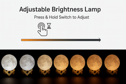 Adjustable brightness moon lamp with warm and cool light modes