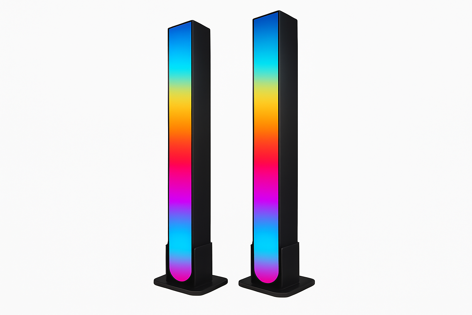 RGB ambient light bars with multicolor LED effect standing on bases
