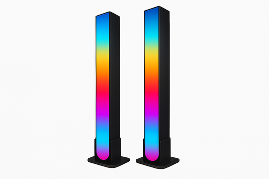 RGB ambient light bars with multicolor LED effect standing on bases
